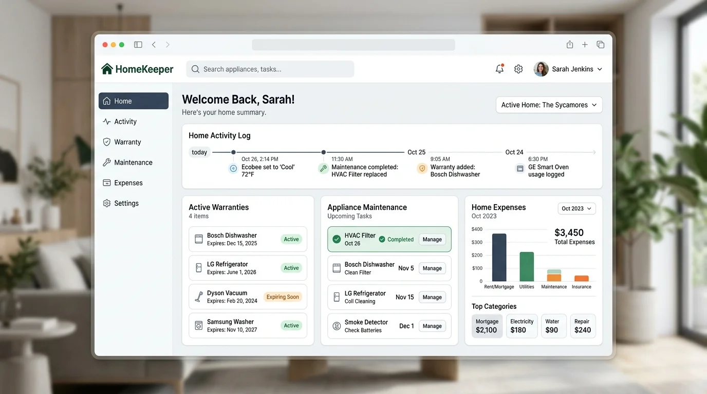 Comprehensive home management SaaS platform featuring warranty lifecycle tracking, scheduled maintenance, utility meter logging, tasks, and household budgeting. Architected and engineered end-to-end using Nuxt 3, Vue 3, Supabase, and Tailwind CSS.